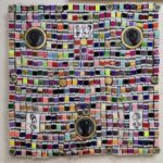 Market Hair (No. 4)
122 x 122 cm
Acrylic, ropes, thread, badge pins, neoprene rubber and gold leaf
2025