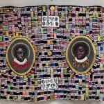 Market Hair (No. 3)
152 x 122 cm
Acrylic, ropes, thread, paper collage, neoprene rubber and gold leaf
2025
5,000 USD