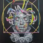 Head in Space No. 1
76 x 102 cm
Acrylic, collage and gold leaf on canvas
2025
3,000 USD